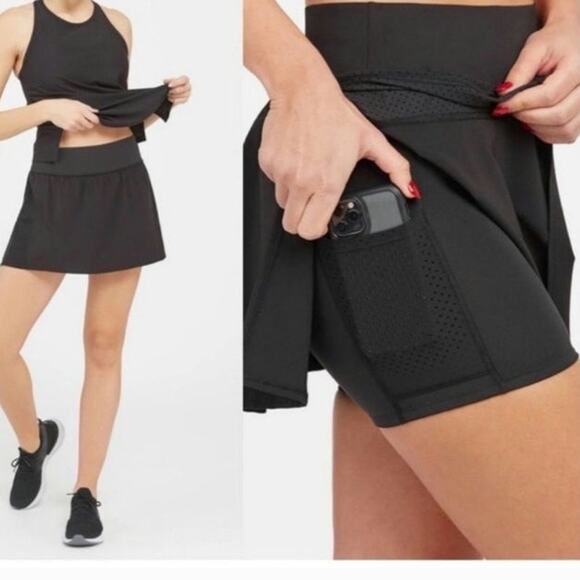 Spanx Get Moving Tennis Black Skort. Size Large - Picture 1 of 8